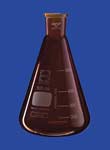 Erlenmeyer flasks with ground joint, amber