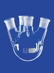 Four-neck round-bottom flasks,  side necks angled (15°)